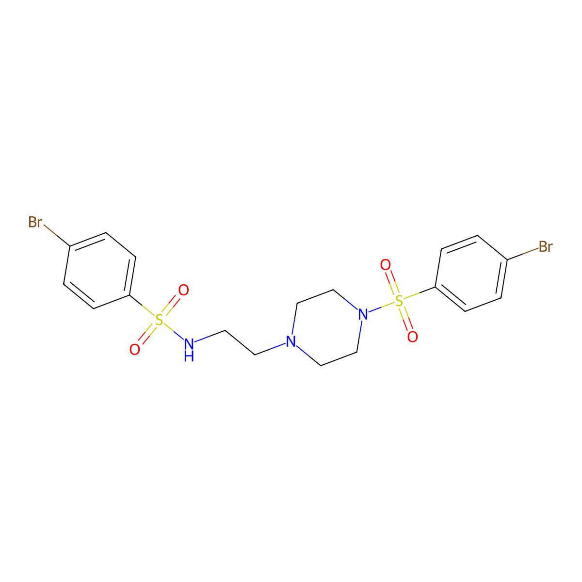 4-bromo-N-[2-[4-(4-bromophenyl)sulfonylpiperazin-1-yl]ethyl]benzenesulfonamide molecular structure, CAS 548449-30-5