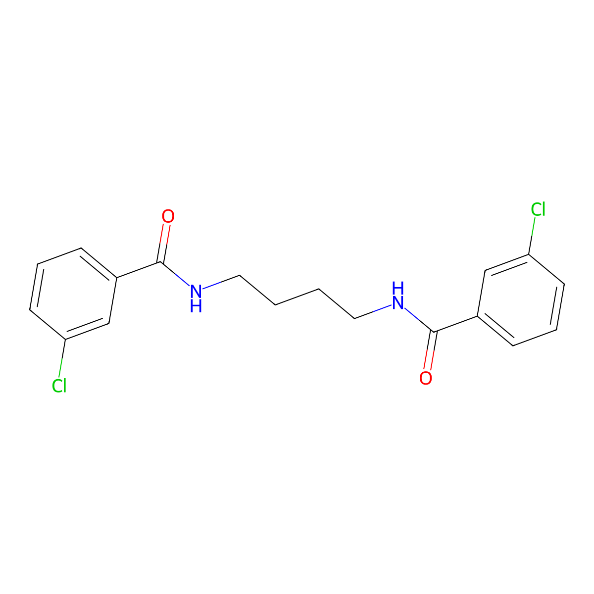 3-chloro-N-[4-[(3-chlorobenzoyl)amino]butyl]benzamide molecular structure, CAS 548449-61-2