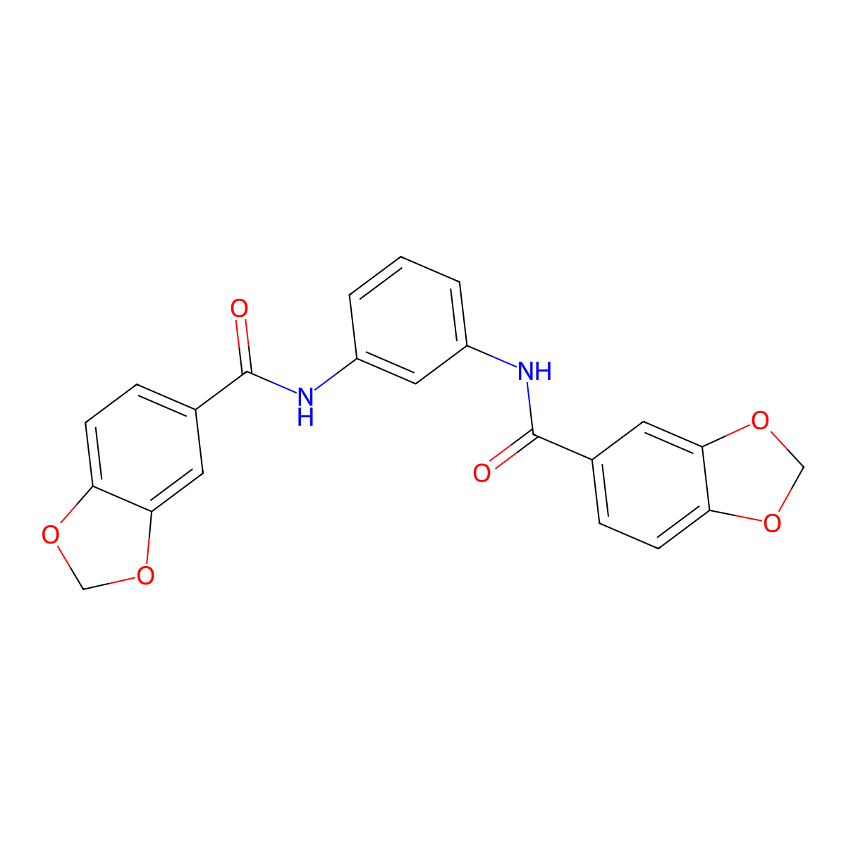 N-[3-(1,3-benzodioxole-5-carbonylamino)phenyl]-1,3-benzodioxole-5-carboxamide molecular structure, CAS 548449-64-5