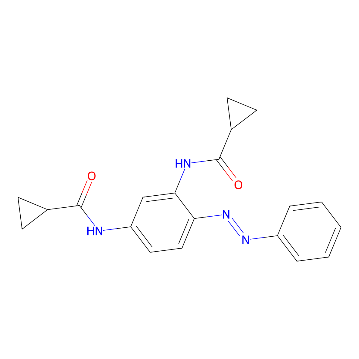 N-[3-(cyclopropanecarbonylamino)-4-phenyldiazenylphenyl]cyclopropanecarboxamide molecular structure, CAS 548450-35-7