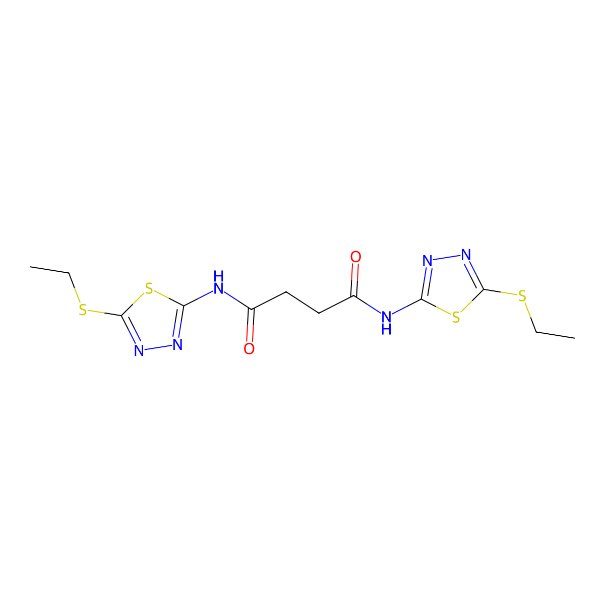 N,N'-bis(5-ethylsulfanyl-1,3,4-thiadiazol-2-yl)butanediamide molecular structure, CAS 548452-29-5