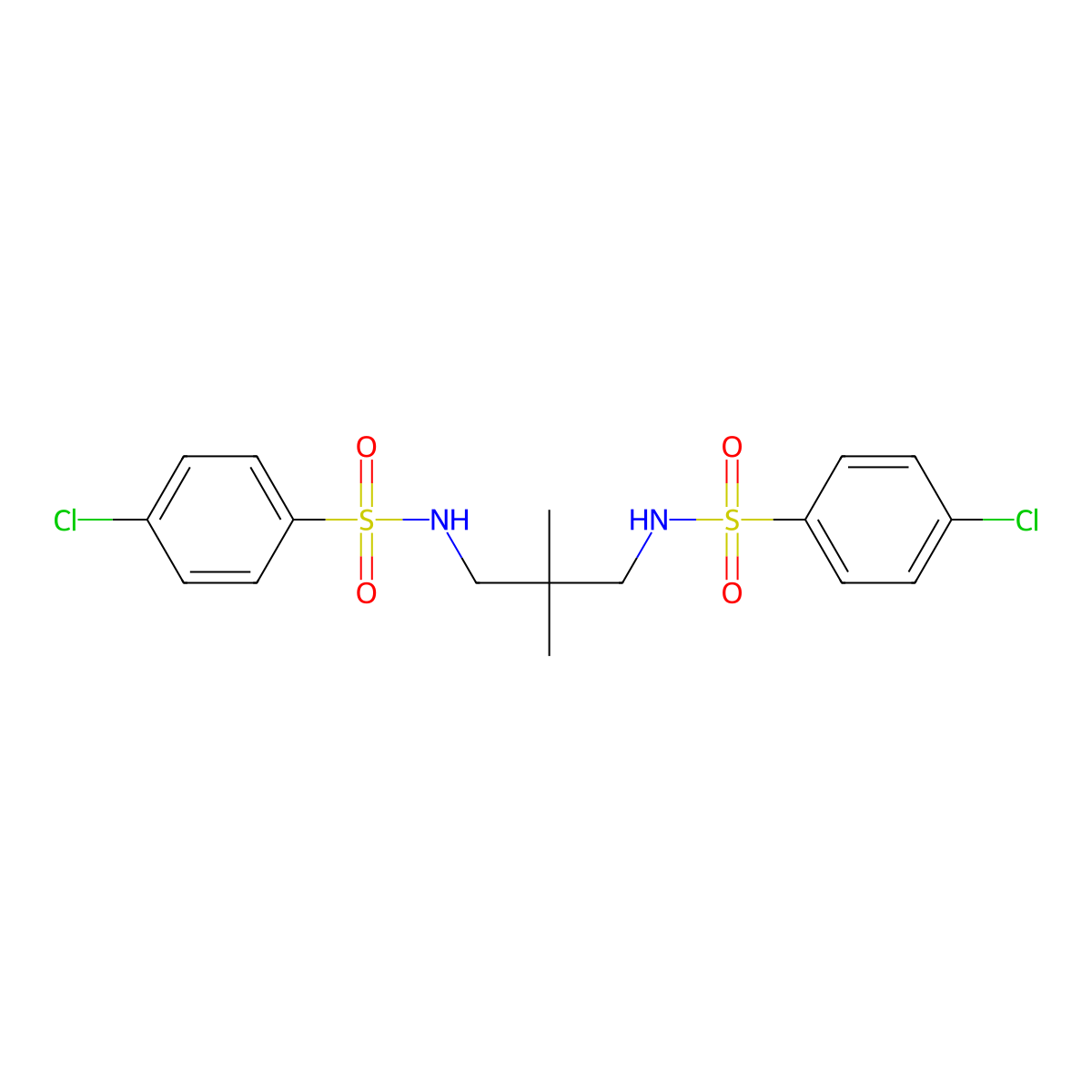 4-chloro-N-[3-[(4-chlorophenyl)sulfonylamino]-2,2-dimethylpropyl]benzenesulfonamide molecular structure, CAS 548453-91-4