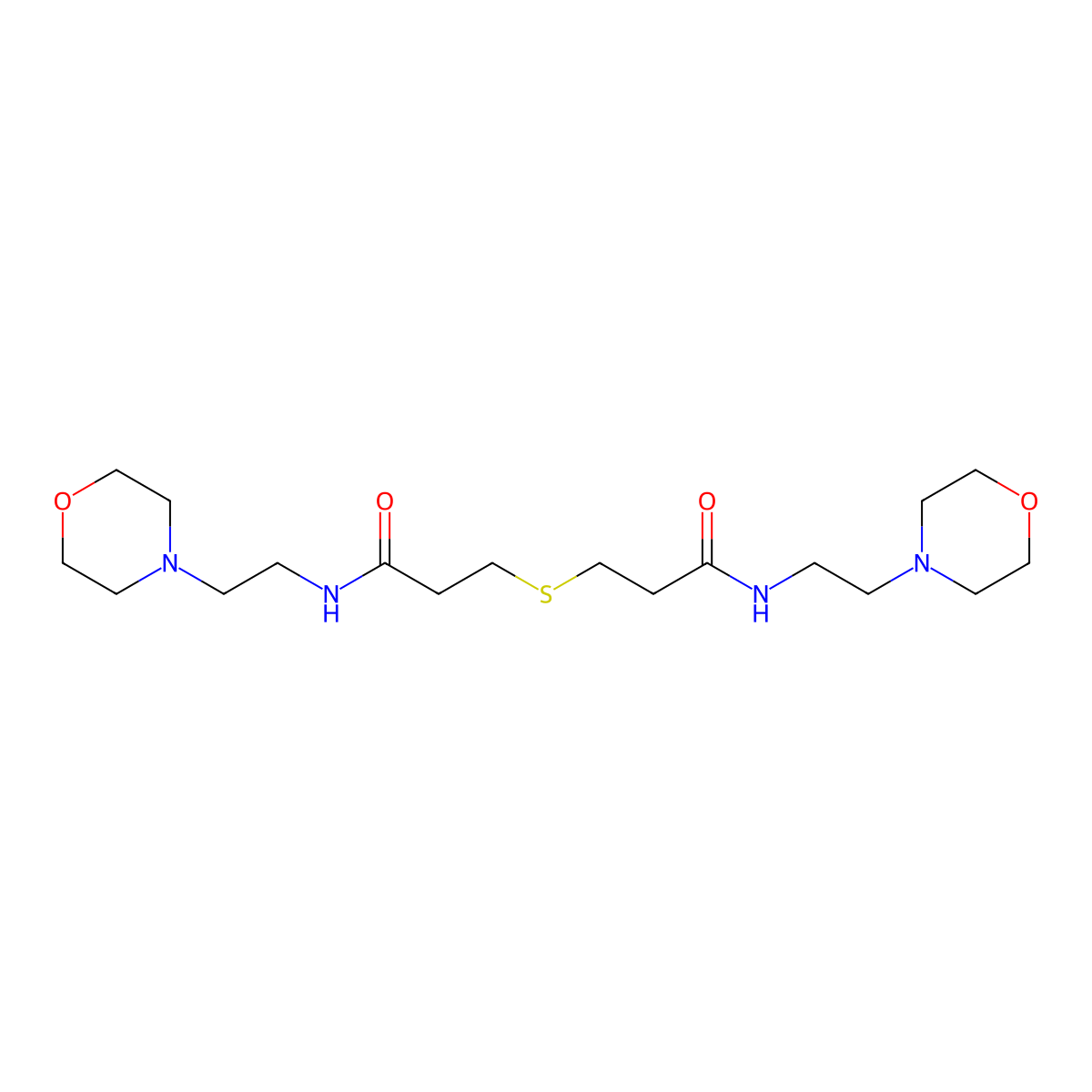 N-(2-morpholin-4-ylethyl)-3-[3-(2-morpholin-4-ylethylamino)-3-oxopropyl]sulfanylpropanamide molecular structure, CAS 548454-80-4