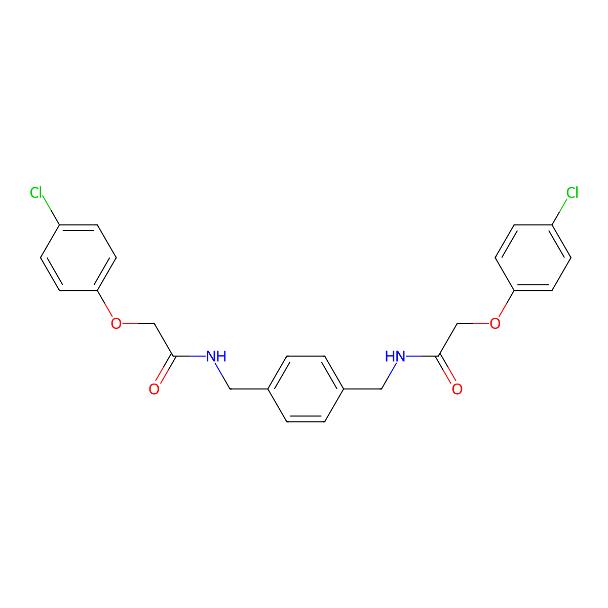 2-(4-chlorophenoxy)-N-[[4-[[[2-(4-chlorophenoxy)acetyl]amino]methyl]phenyl]methyl]acetamide molecular structure, CAS 548456-61-7