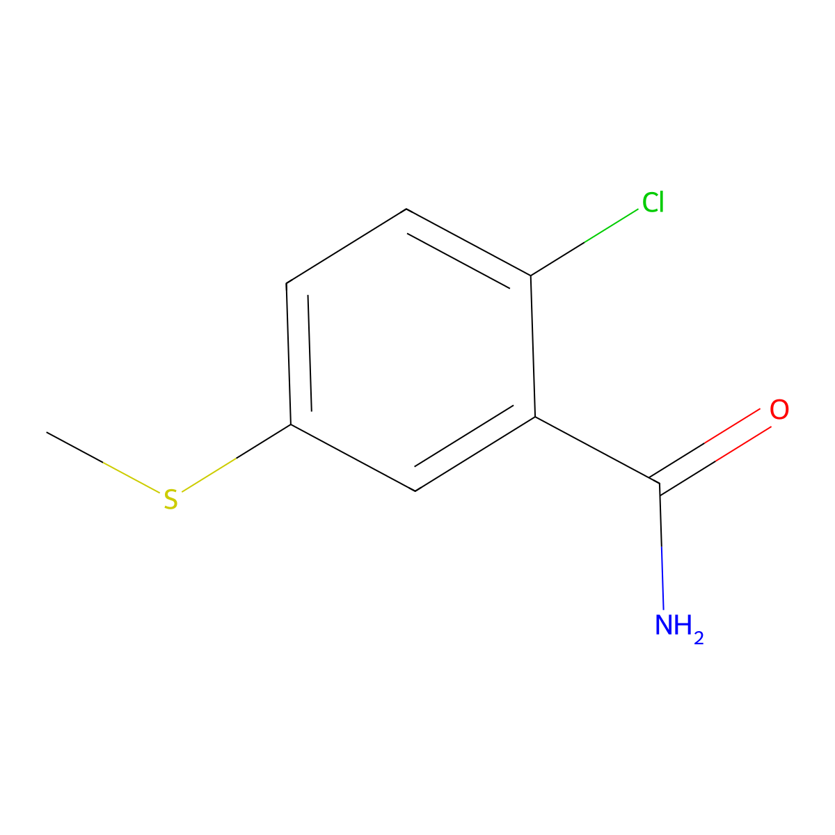 2-Chloro-5-(methylsulfanyl)benzamide molecular structure, CAS 548456-77-5