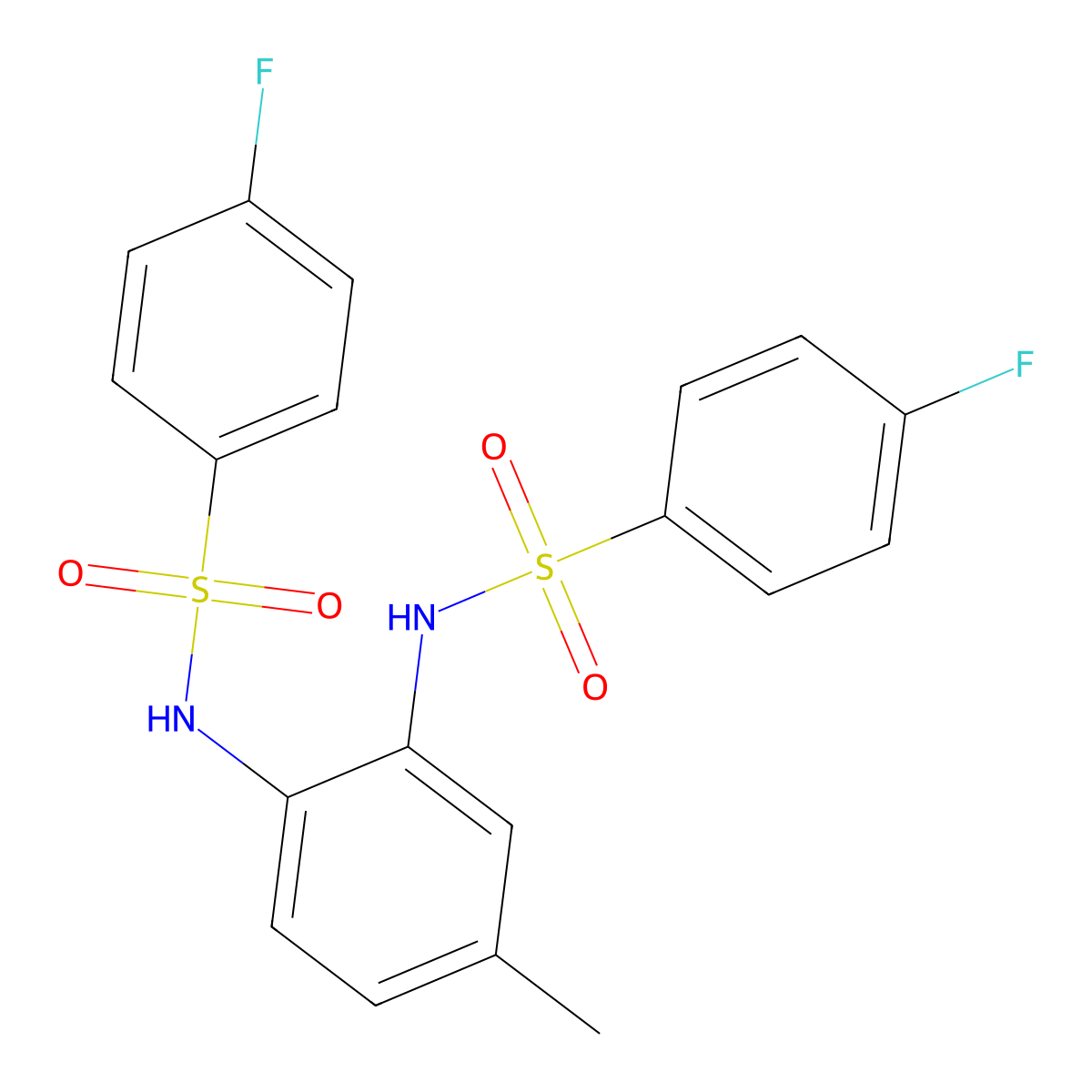 4-fluoro-N-[2-[(4-fluorophenyl)sulfonylamino]-4-methylphenyl]benzenesulfonamide molecular structure, CAS 548467-71-6