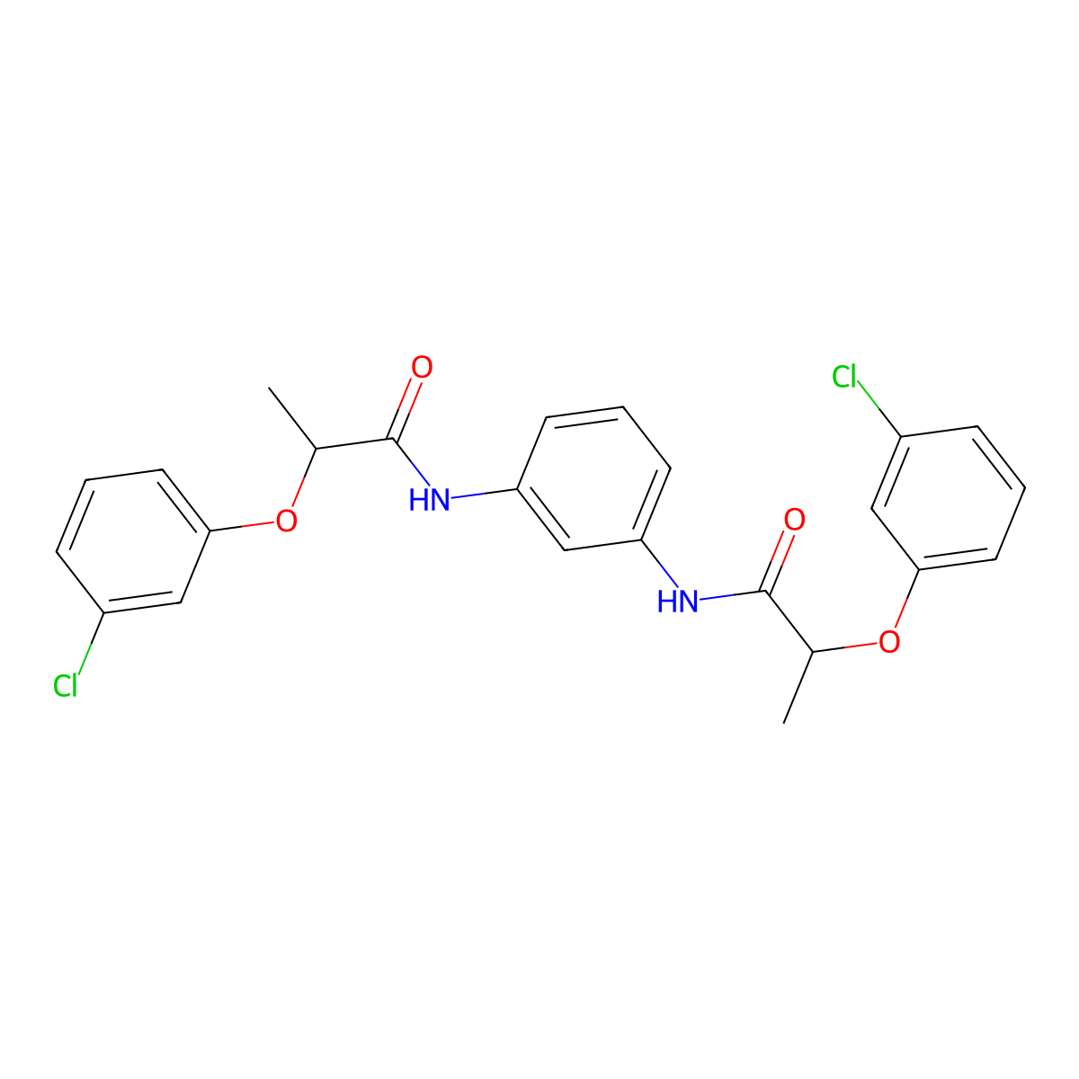 2-(3-chlorophenoxy)-N-[3-[2-(3-chlorophenoxy)propanoylamino]phenyl]propanamide molecular structure, CAS 548468-69-5