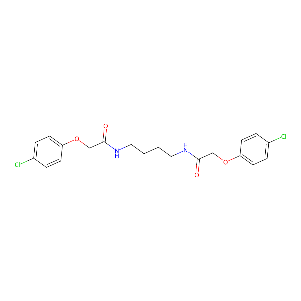 2-(4-chlorophenoxy)-N-[4-[[2-(4-chlorophenoxy)acetyl]amino]butyl]acetamide molecular structure, CAS 548469-92-7