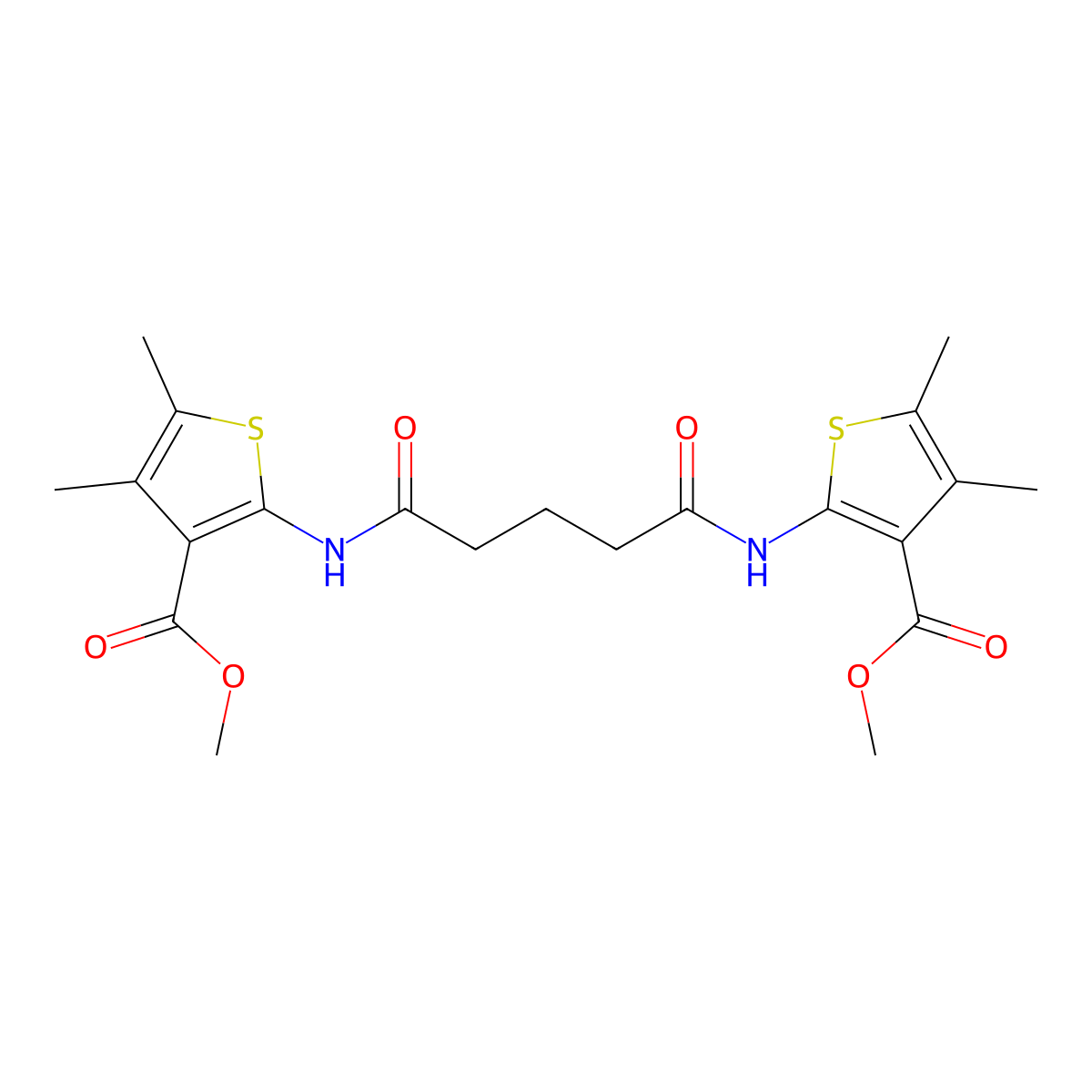 Methyl 2-[[5-[(3-methoxycarbonyl-4,5-dimethylthiophen-2-yl)amino]-5-oxopentanoyl]amino]-4,5-dimethylthiophene-3-carboxylate molecular structure, CAS 548469-97-2