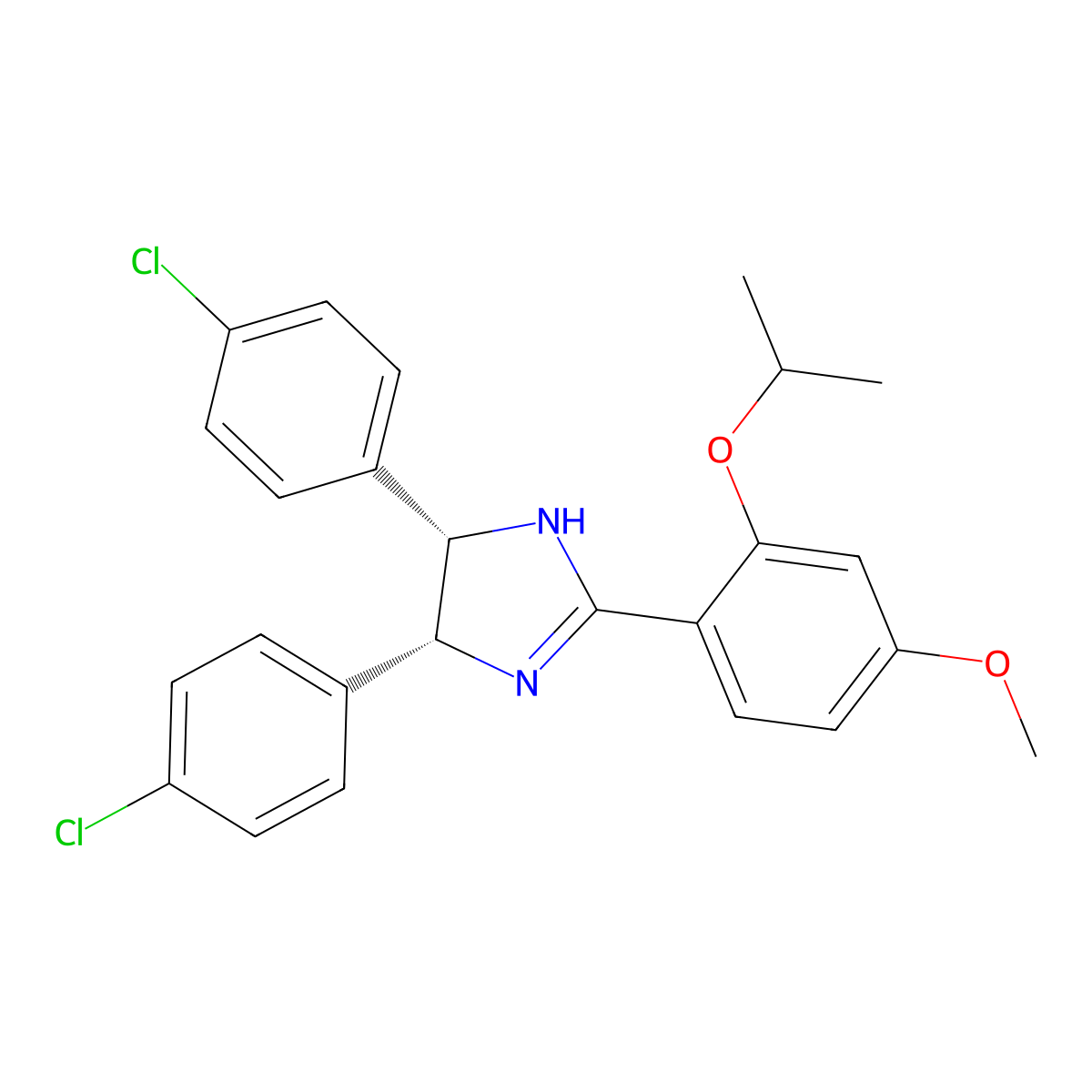 1H-Imidazole, 4,5-bis(4-chlorophenyl)-4,5-dihydro-2-[4-methoxy-2-(1-methylethoxy)phenyl]-, (4R,5S)-rel- molecular structure, CAS 548472-49-7