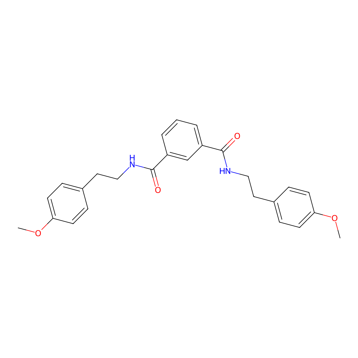 1-N,3-N-bis[2-(4-methoxyphenyl)ethyl]benzene-1,3-dicarboxamide molecular structure, CAS 548479-21-6