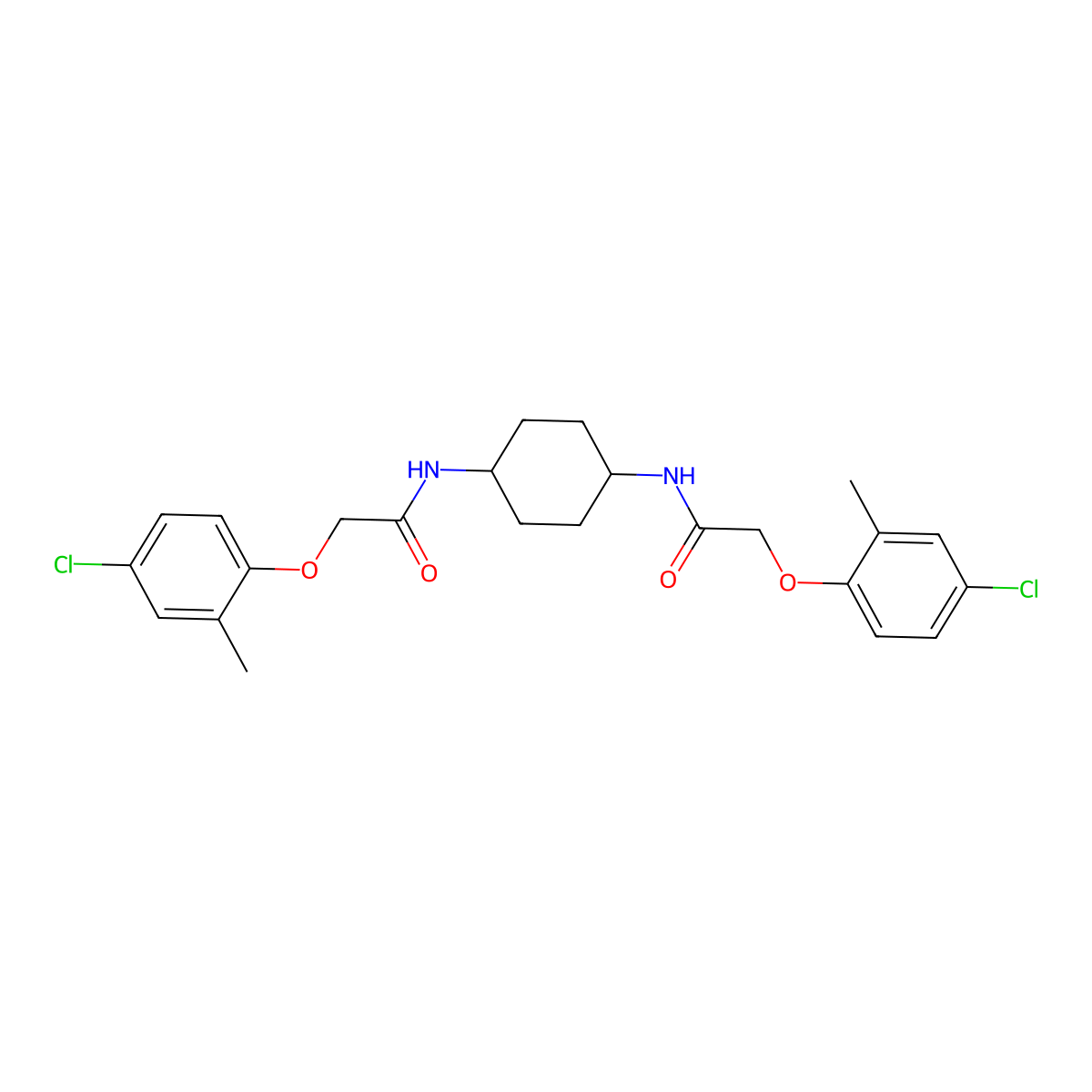 2-(4-chloro-2-methylphenoxy)-N-[4-[[2-(4-chloro-2-methylphenoxy)acetyl]amino]cyclohexyl]acetamide molecular structure, CAS 548481-19-2
