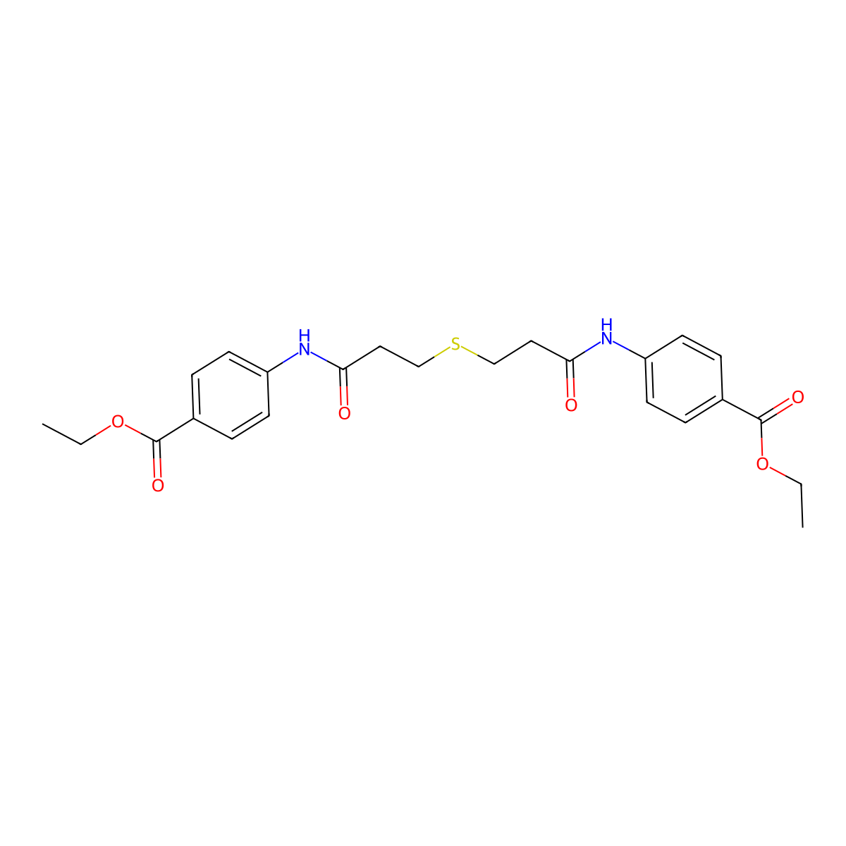 Ethyl 4-[3-[3-(4-ethoxycarbonylanilino)-3-oxopropyl]sulfanylpropanoylamino]benzoate molecular structure, CAS 548481-58-9