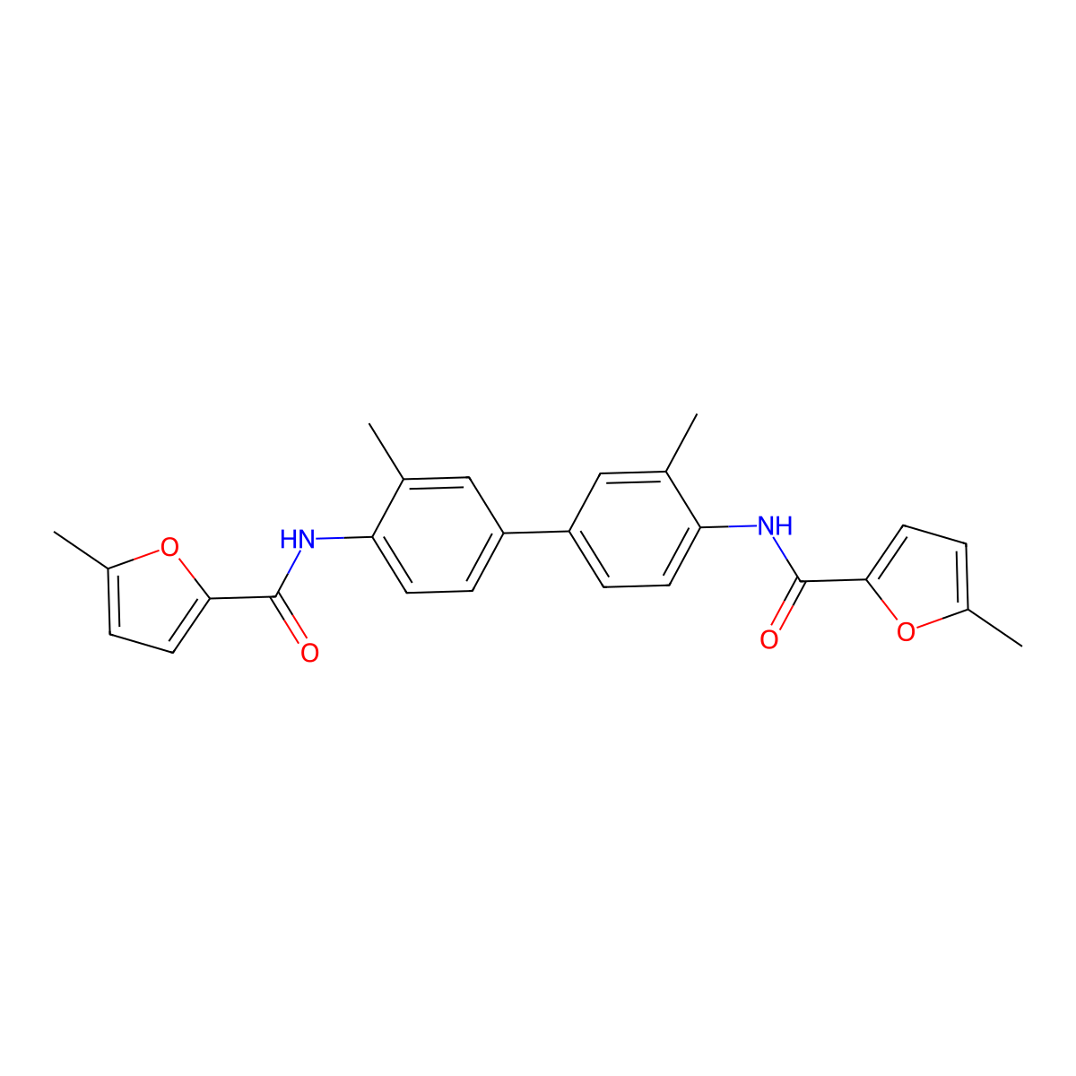 5-methyl-N-[2-methyl-4-[3-methyl-4-[(5-methylfuran-2-carbonyl)amino]phenyl]phenyl]furan-2-carboxamide molecular structure, CAS 548482-23-1