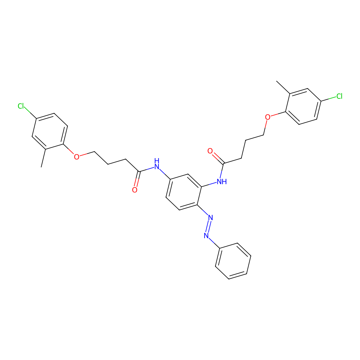 N,N'-{4-[(E)-phenyldiazenyl]benzene-1,3-diyl}bis[4-(4-chloro-2-methylphenoxy)butanamide] molecular structure, CAS 548482-35-5