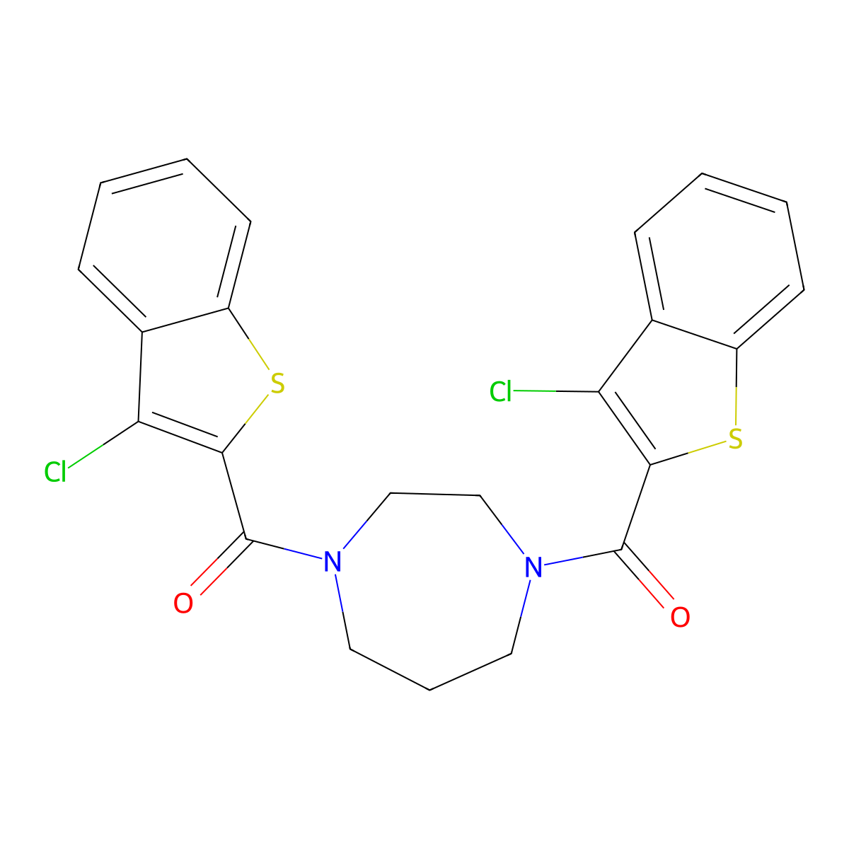 [4-(3-Chloro-1-benzothiophene-2-carbonyl)-1,4-diazepan-1-yl]-(3-chloro-1-benzothiophen-2-yl)methanone molecular structure, CAS 548483-09-6