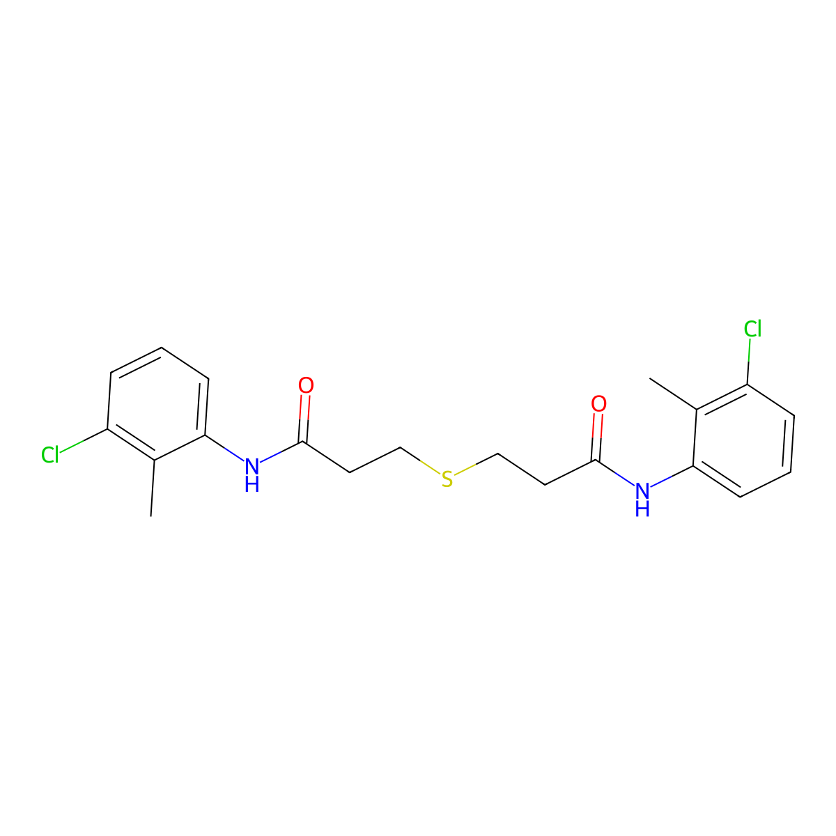 3-[3-(3-chloro-2-methylanilino)-3-oxopropyl]sulfanyl-N-(3-chloro-2-methylphenyl)propanamide molecular structure, CAS 548483-23-4