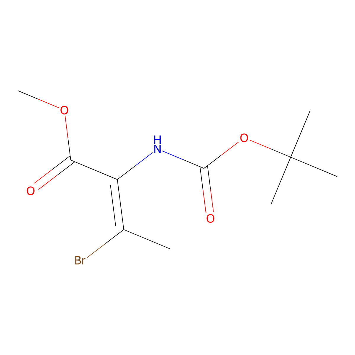 Methyl 3-bromo-2-[[(1,1-dimethylethoxy)carbonyl]amino]-2-butenoate molecular structure, CAS 548486-74-4