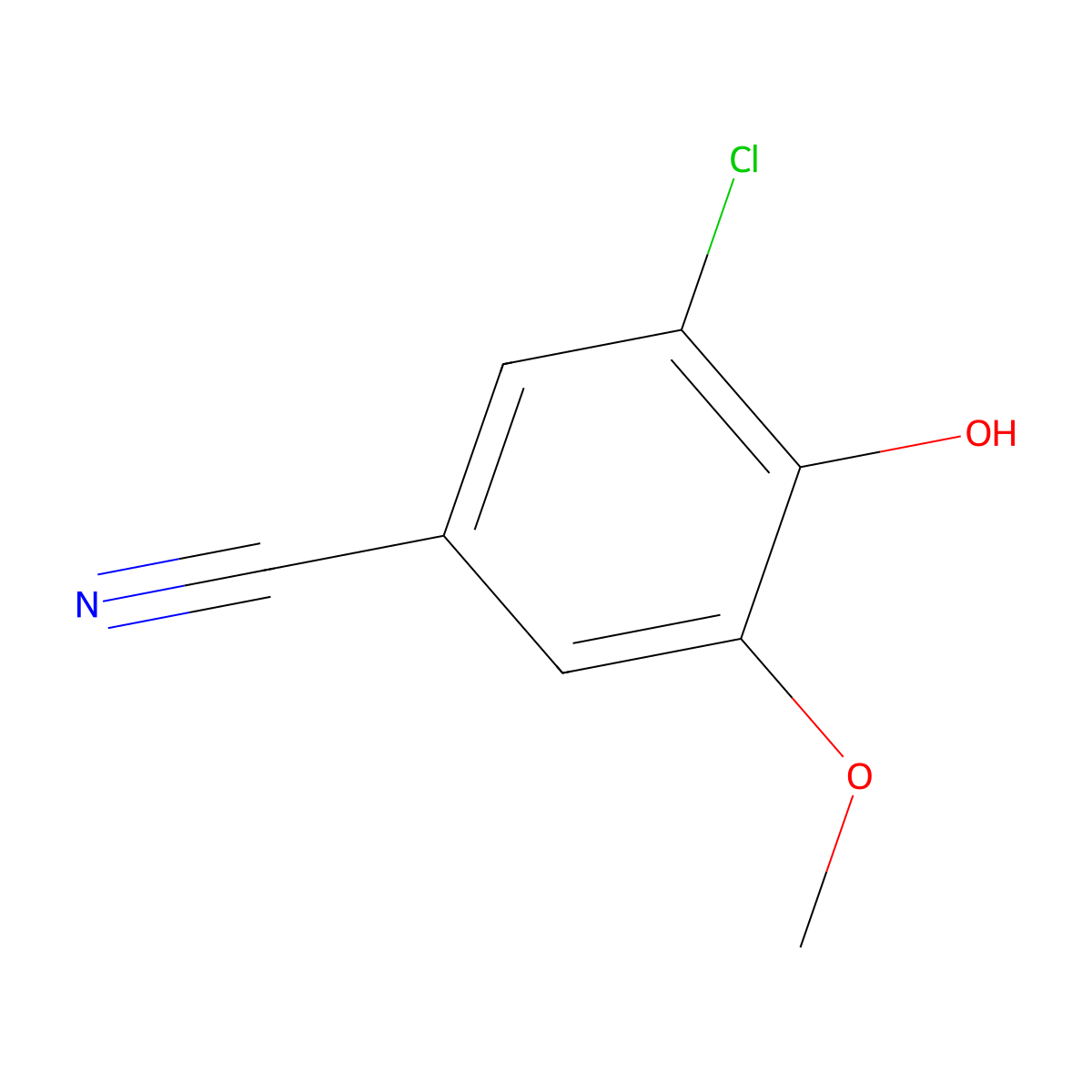 3-Chloro-4-hydroxy-5-methoxybenzonitrile molecular structure, CAS 5485-88-1