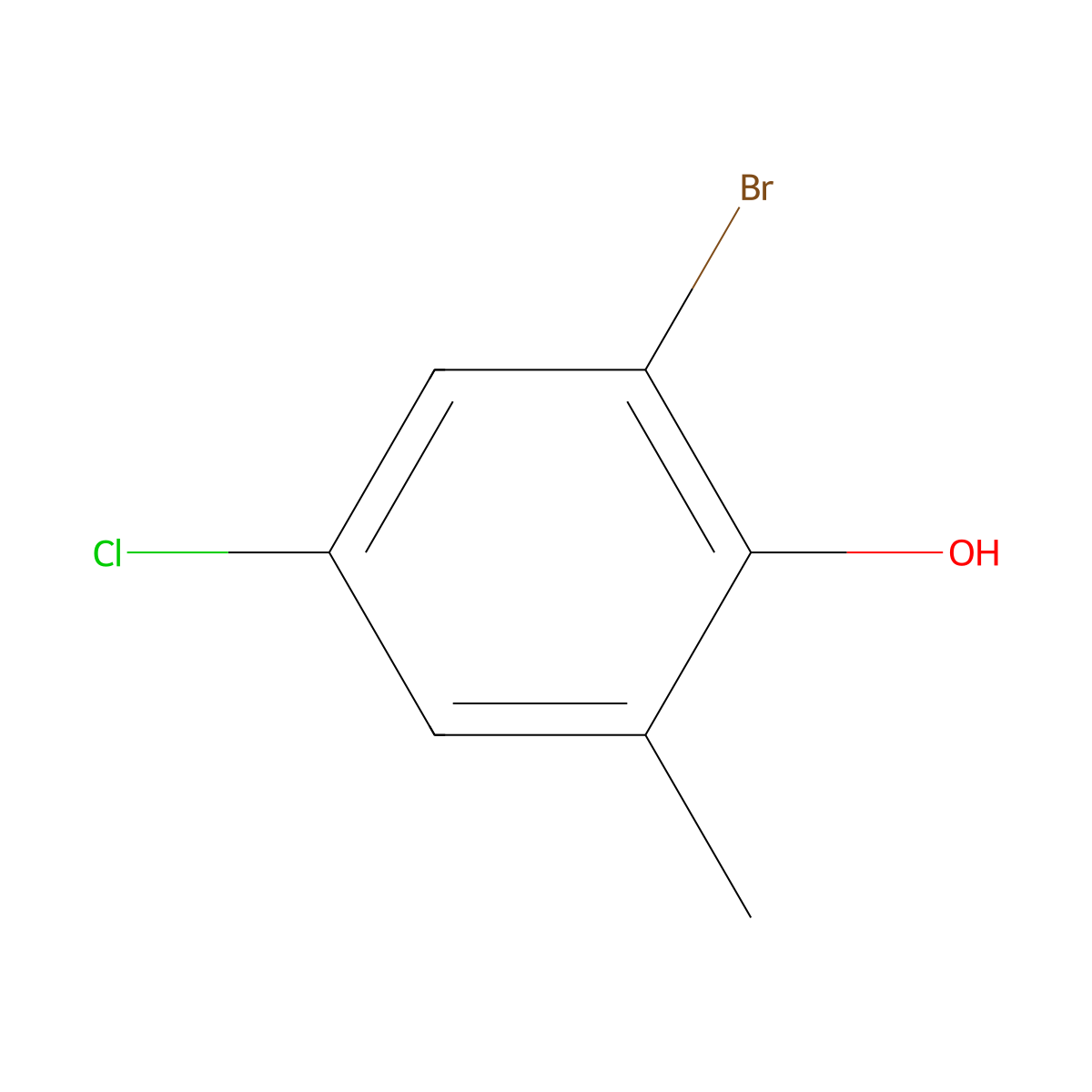 2-Bromo-4-chloro-6-methylphenol molecular structure, CAS 54852-68-5