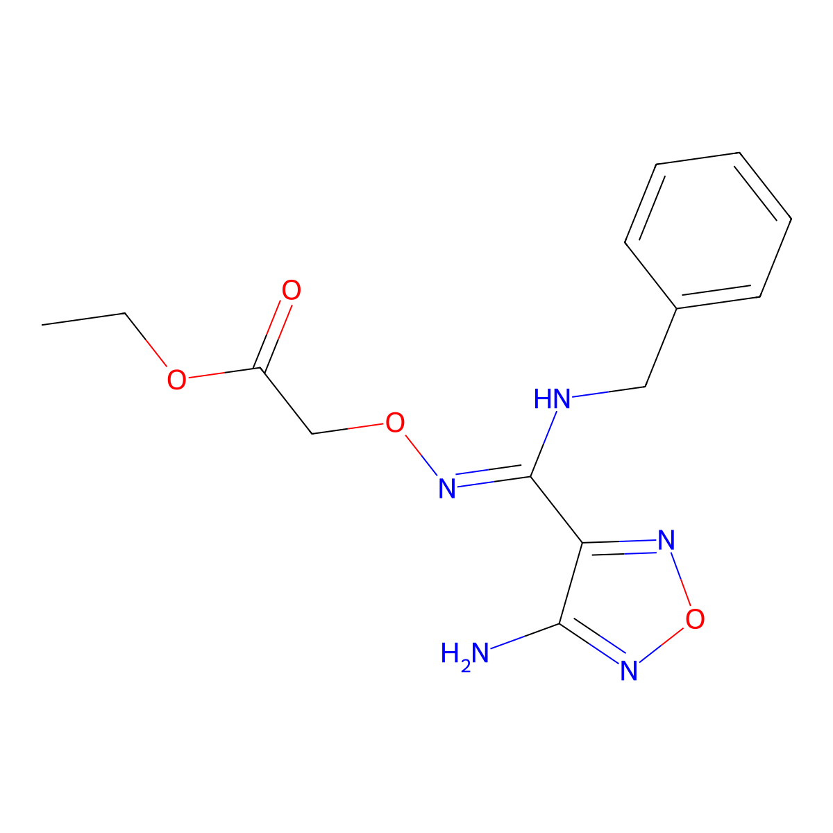 ethyl 2-[[C-(4-amino-1,2,5-oxadiazol-3-yl)-N-benzylcarbonimidoyl]amino]oxyacetate molecular structure, CAS 5486-41-9