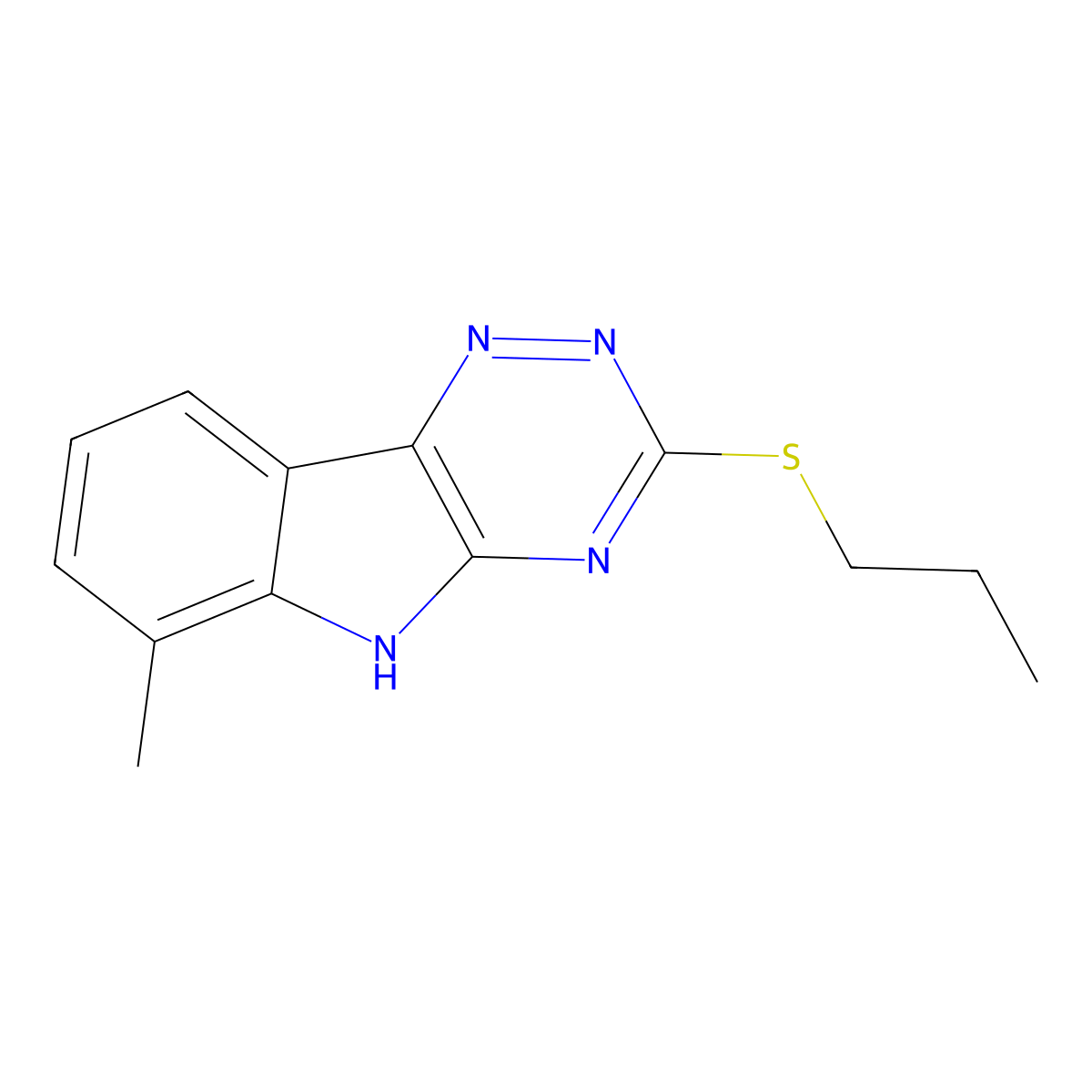 6-methyl-3-(propylsulfanyl)-5H-[1,2,4]triazino[5,6-b]indole molecular structure, CAS 5486-80-6