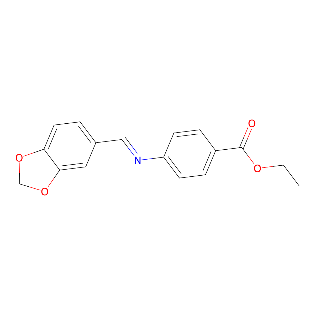 Benzoic acid, 4-[(benzo[1,3]dioxol-5-ylmethylene)amino]-, ethyl ester molecular structure, CAS 5486-99-7