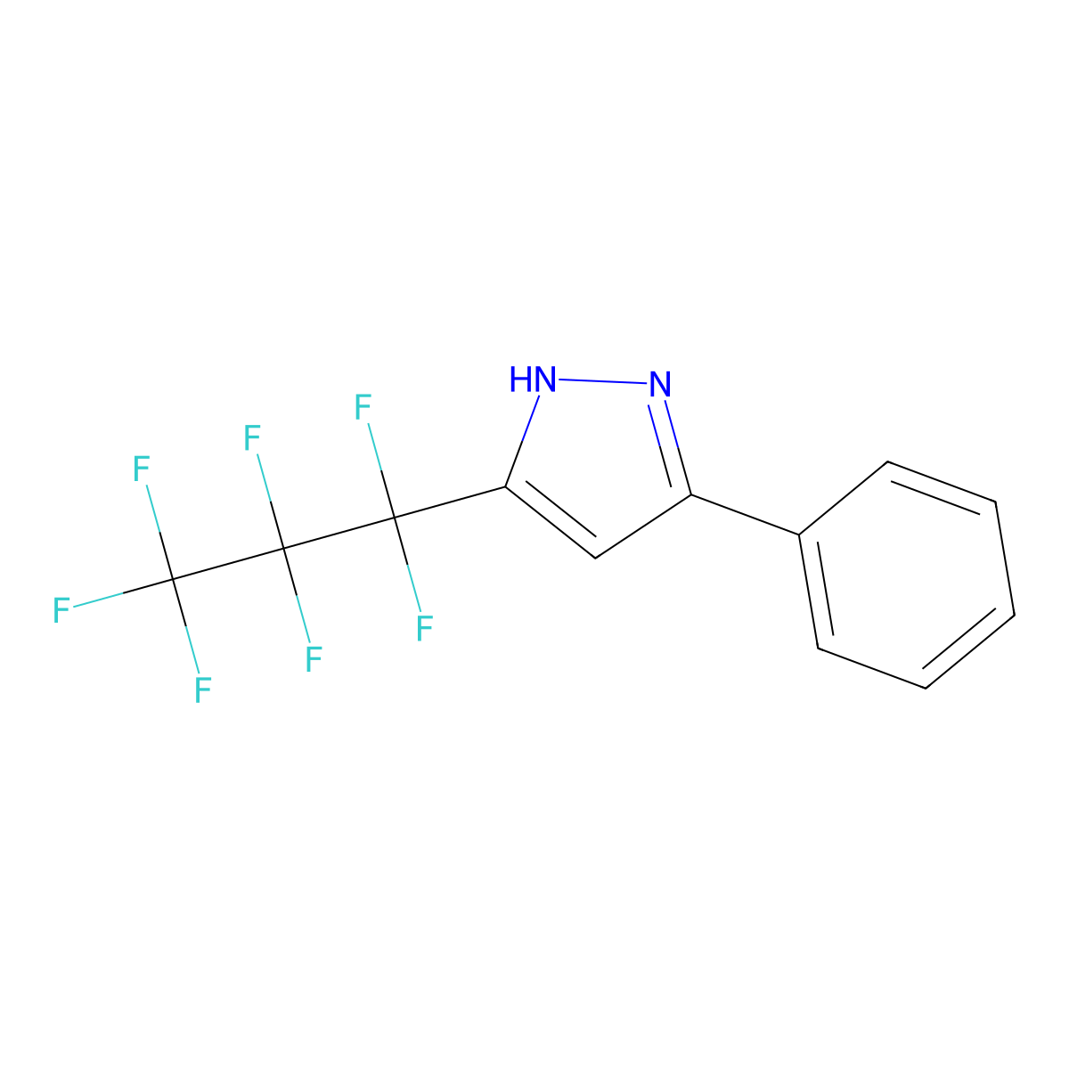 5-(Heptafluoropropyl)-3-phenyl-1H-pyrazole molecular structure, CAS 54864-78-7