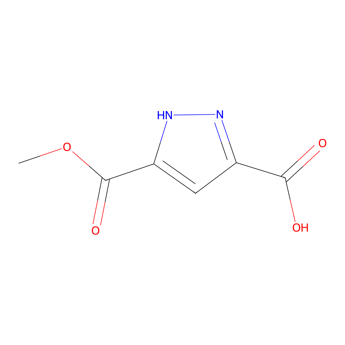 5-(methoxycarbonyl)-1H-pyrazole-3-carboxylic acid molecular structure, CAS 54866-86-3
