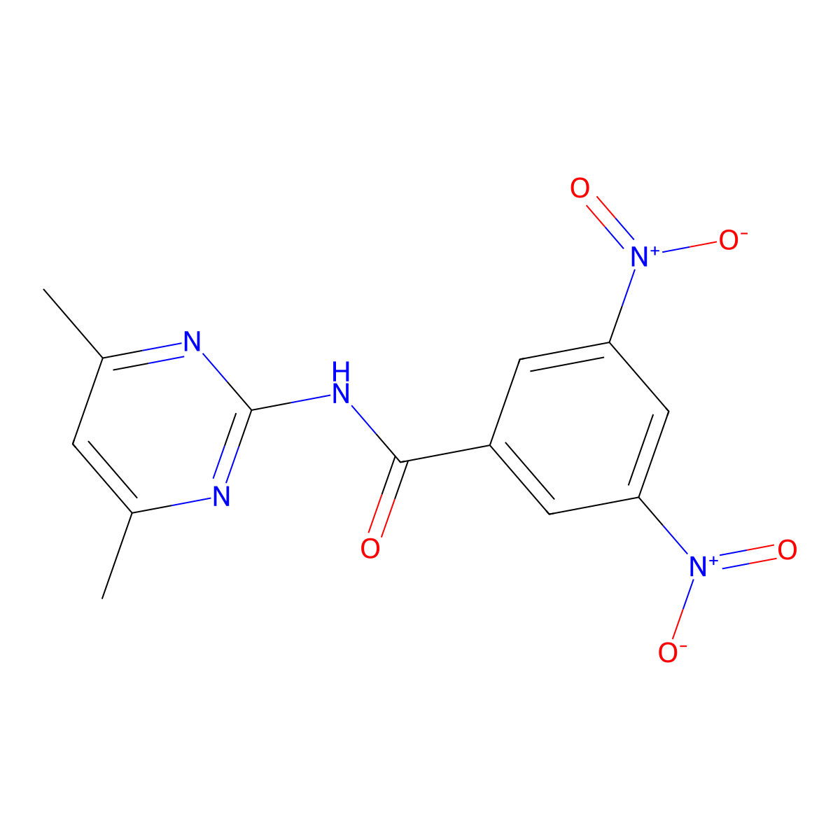 N-(4,6-dimethylpyrimidin-2-yl)-3,5-dinitrobenzamide molecular structure, CAS 5487-08-1