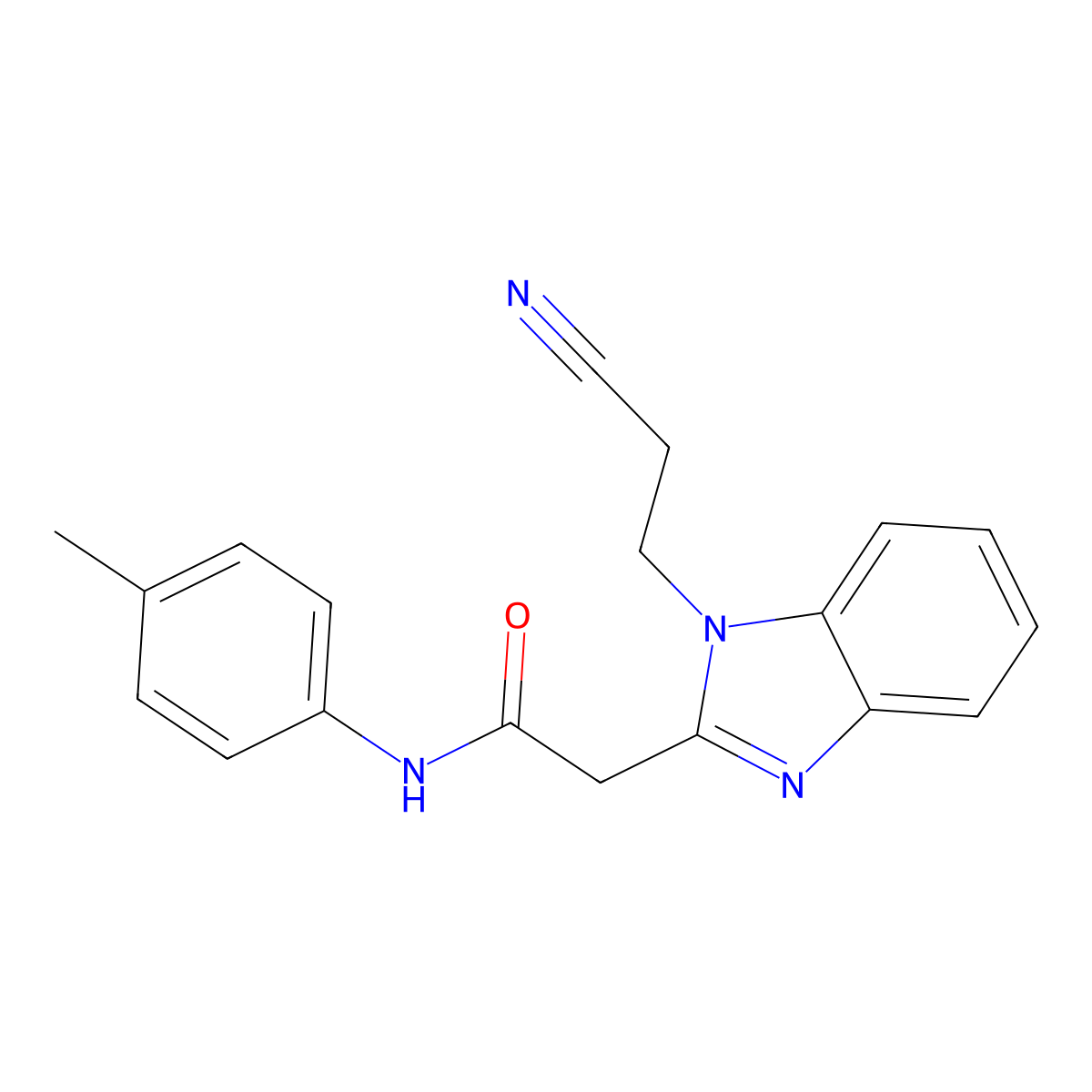 2-[1-(2-cyanoethyl)benzimidazol-2-yl]-N-(4-methylphenyl)acetamide molecular structure, CAS 5487-09-2