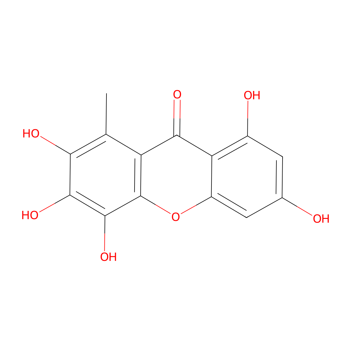 2,3,4,6,8-Pentahydroxy-1-methylxanthone molecular structure, CAS 548740-87-0