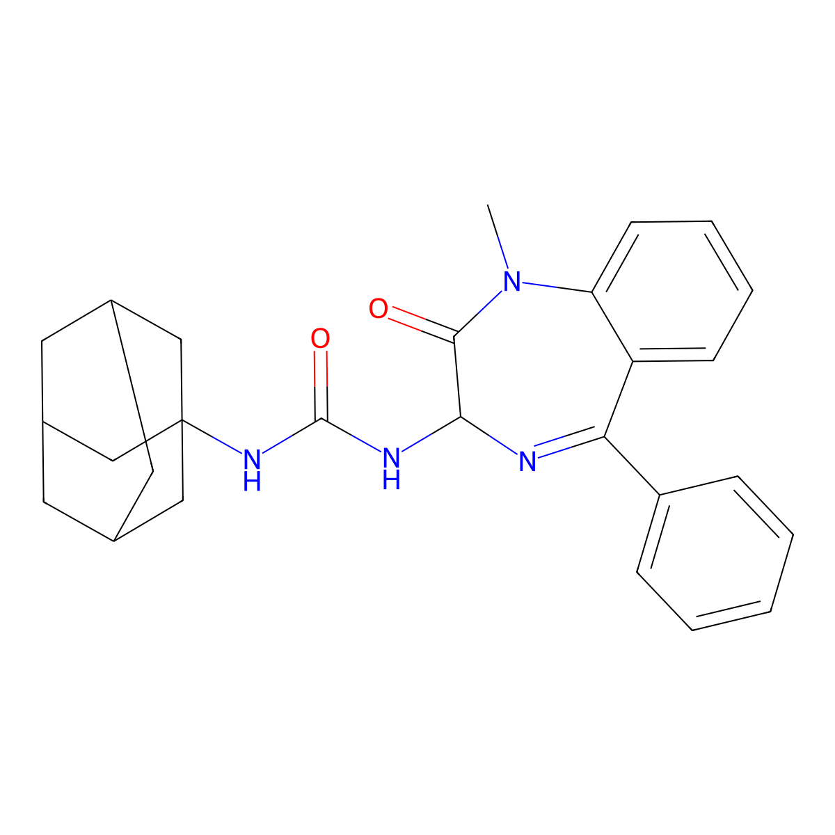 1-(1-methyl-2-oxo-5-phenyl-2,3-dihydro-1H-1,4-diazepin-3-yl)-3-(adamant-1-yl)urea molecular structure, CAS 548748-67-0