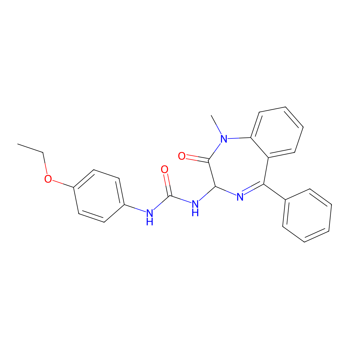 1-(4-ethoxyphenyl)-3-(1-methyl-2-oxo-5-phenyl-2,3-dihydro-1H-1,4-benzodiazepin-3-yl)urea molecular structure, CAS 548749-16-2