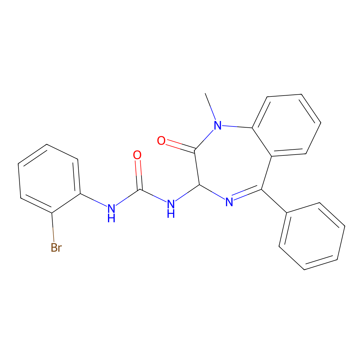 1-(2-bromophenyl)-3-(1-methyl-2-oxo-5-phenyl-3H-1,4-benzodiazepin-3-yl)urea molecular structure, CAS 548749-22-0