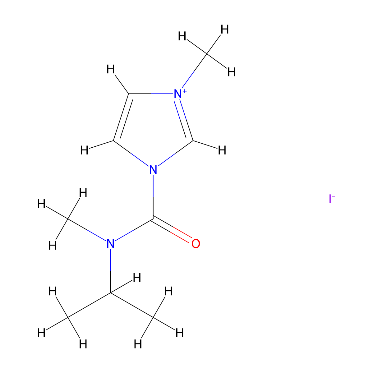 3-Methyl-1-[methyl(propan-2-yl)carbamoyl]-1H-imidazol-3-ium iodide molecular structure, CAS 548763-32-2