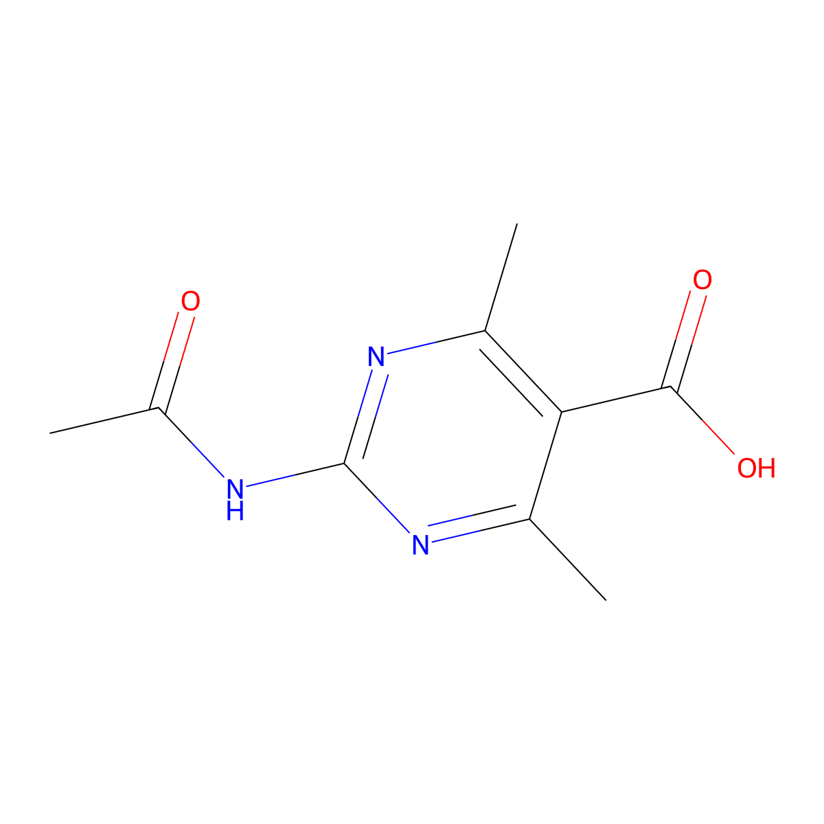 2-Acetamido-4,6-dimethylpyrimidine-5-carboxylic acid molecular structure, CAS 548773-14-4