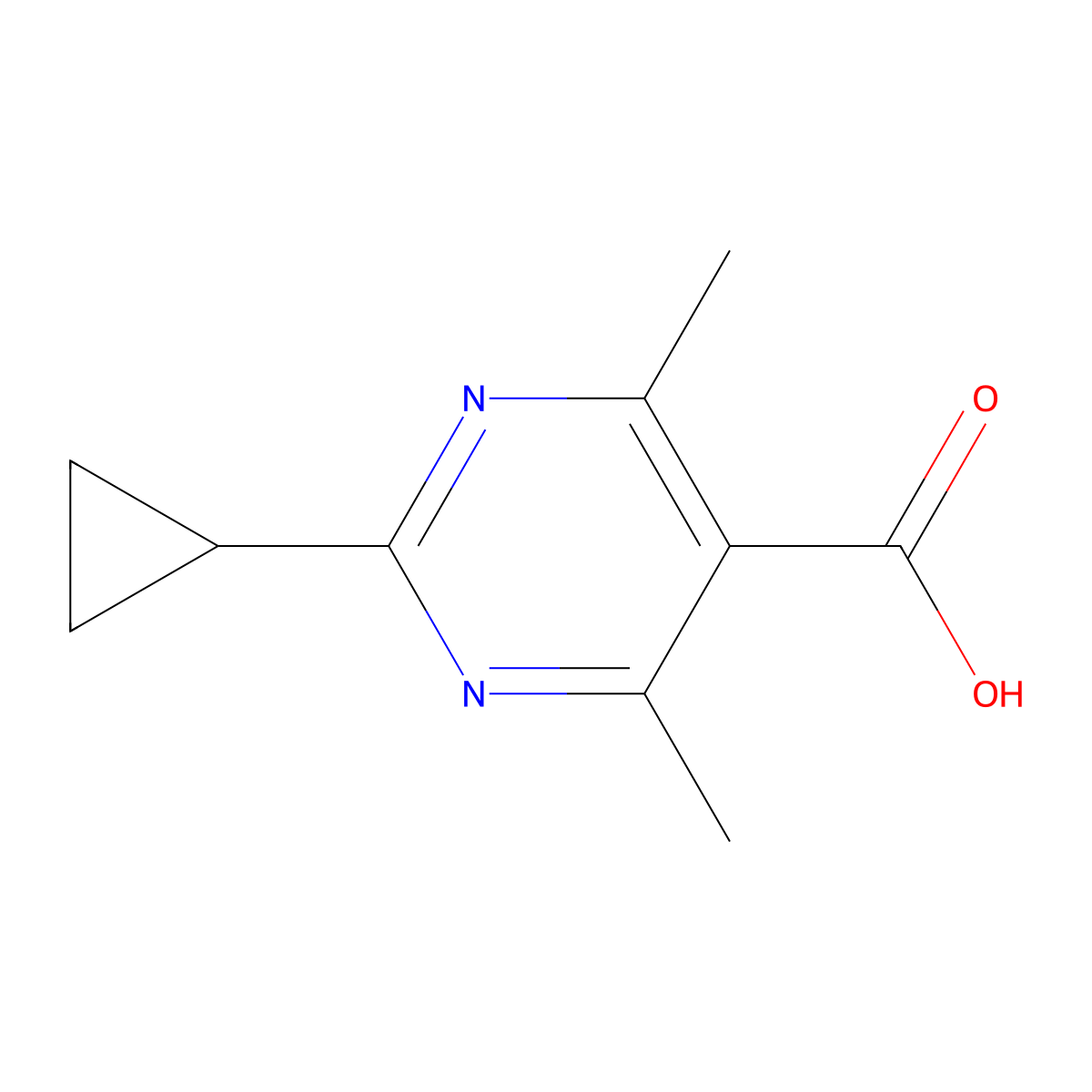 2-Cyclopropyl-4,6-dimethylpyrimidine-5-carboxylic acid molecular structure, CAS 548773-17-7