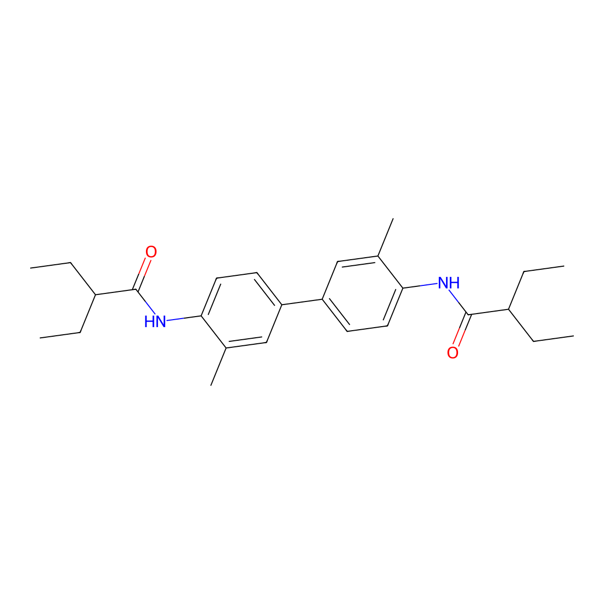 2-ethyl-N-{4'-[(2-ethylbutanoyl)amino]-3,3'-dimethyl[1,1'-biphenyl]-4-yl}butanamide molecular structure, CAS 548779-24-4