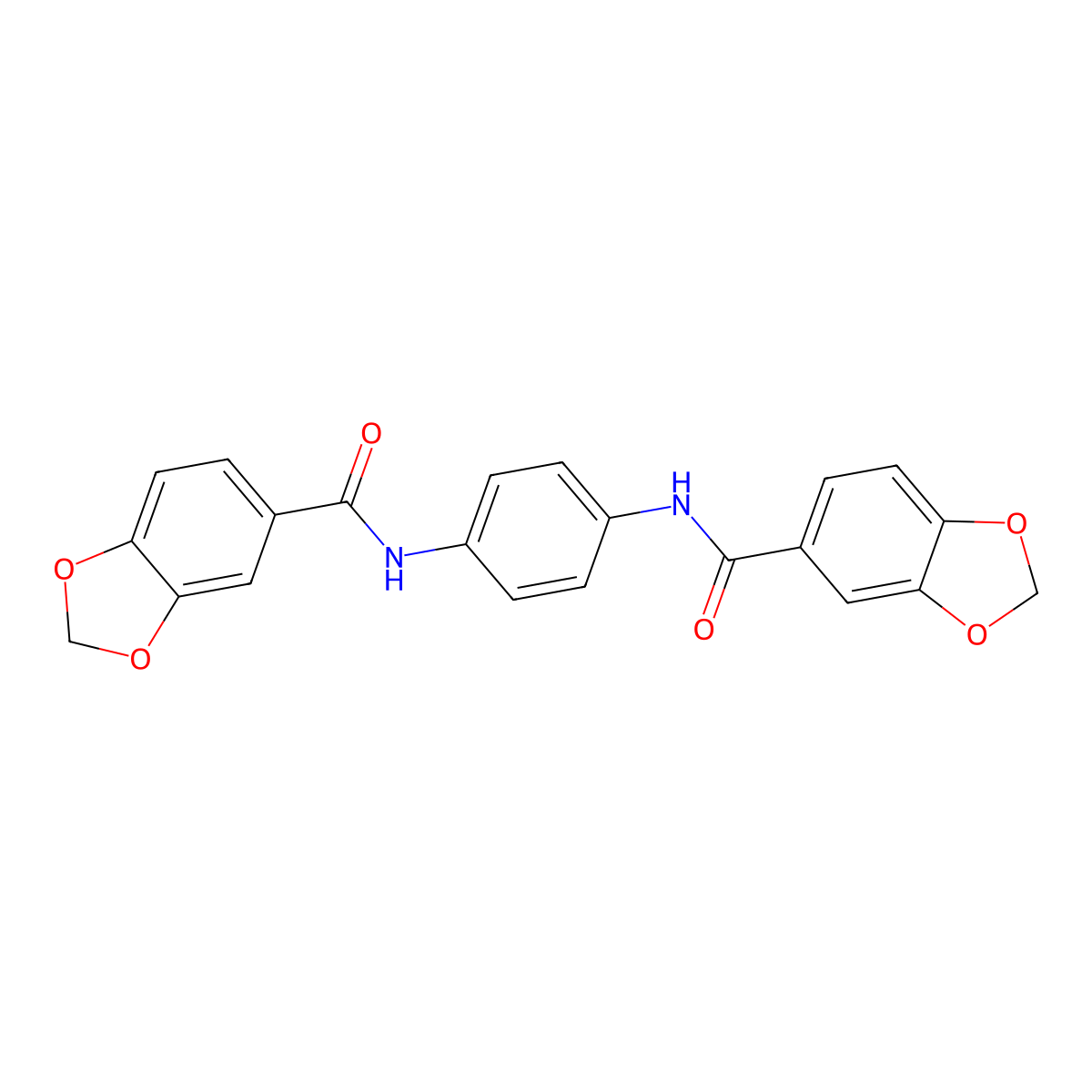 N-[4-(1,3-benzodioxole-5-carbonylamino)phenyl]-1,3-benzodioxole-5-carboxamide molecular structure, CAS 548779-38-0