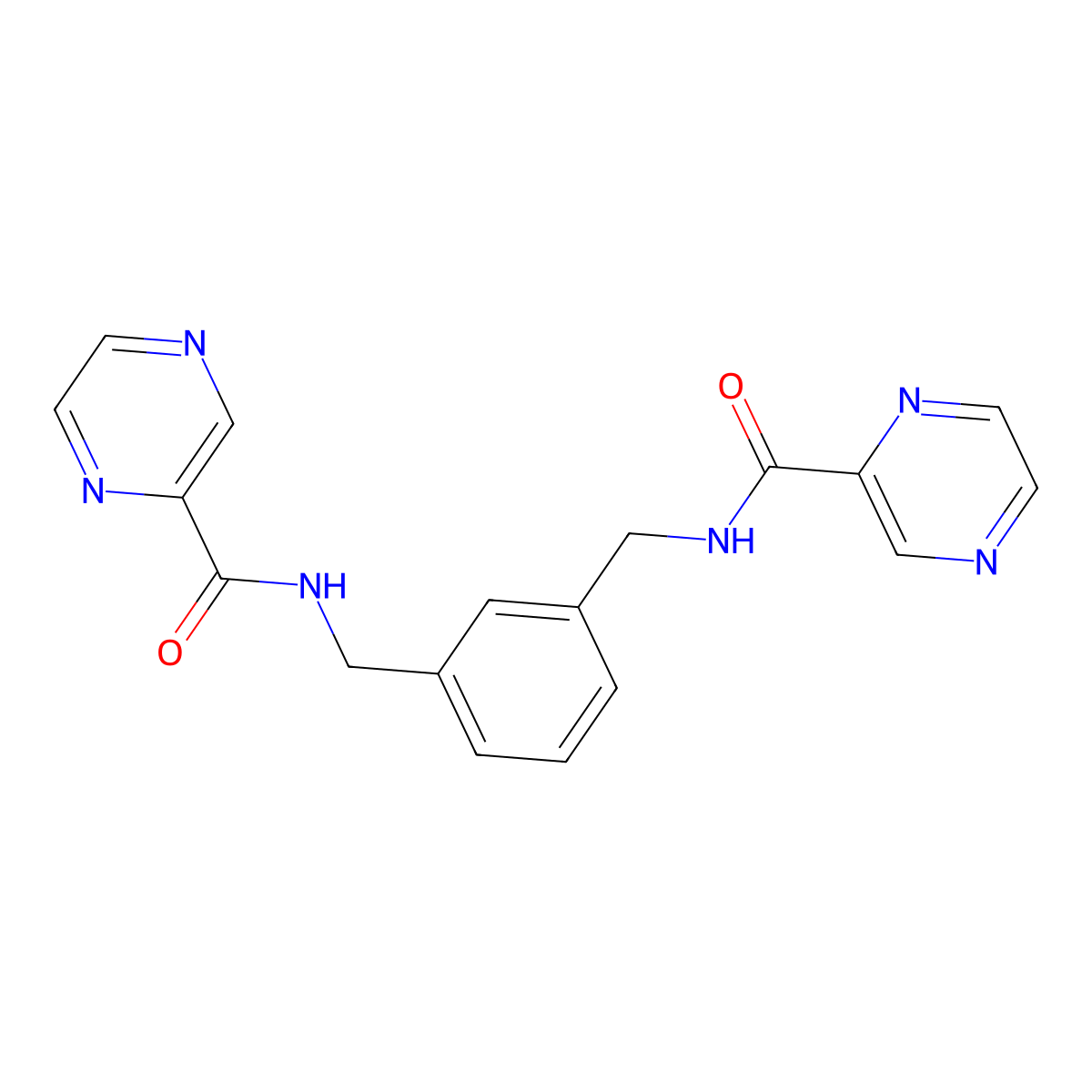 N-[[3-[(pyrazine-2-carbonylamino)methyl]phenyl]methyl]pyrazine-2-carboxamide molecular structure, CAS 548779-52-8