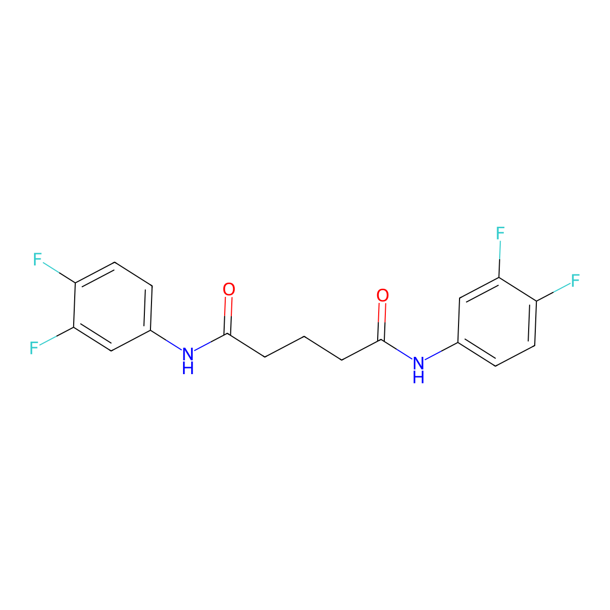 N,N'-bis(3,4-difluorophenyl)pentanediamide molecular structure, CAS 548779-88-0