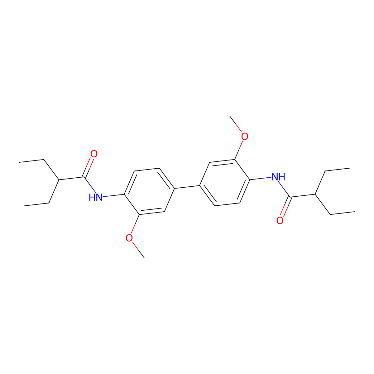 2-ethyl-N-[4-[4-(2-ethylbutanoylamino)-3-methoxyphenyl]-2-methoxyphenyl]butanamide molecular structure, CAS 548780-11-6