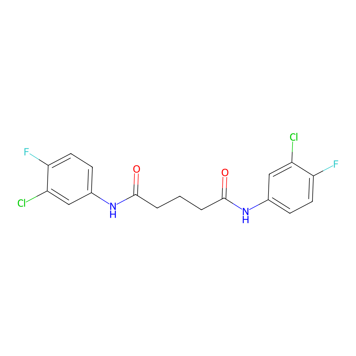 N,N'-bis(3-chloro-4-fluorophenyl)pentanediamide molecular structure, CAS 548781-97-1