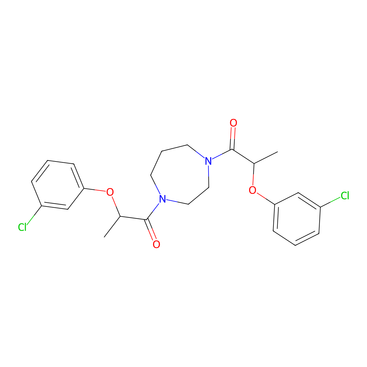 2-(3-Chlorophenoxy)-1-[4-[2-(3-chlorophenoxy)propanoyl]-1,4-diazepan-1-yl]propan-1-one molecular structure, CAS 548782-05-4