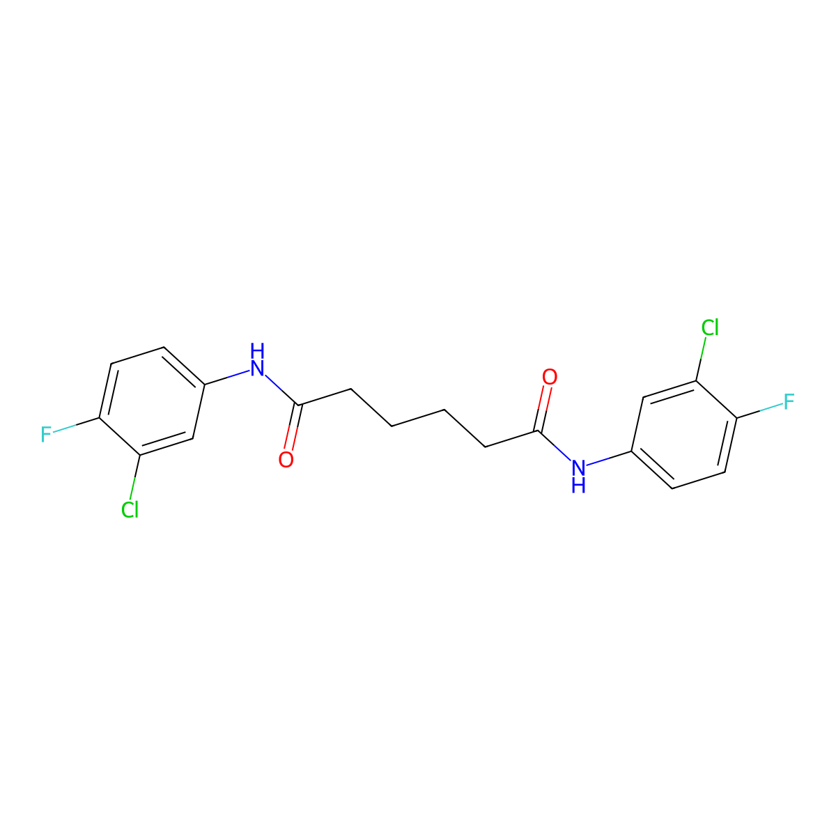 N,N'-bis(3-chloro-4-fluorophenyl)hexanediamide molecular structure, CAS 548782-52-1