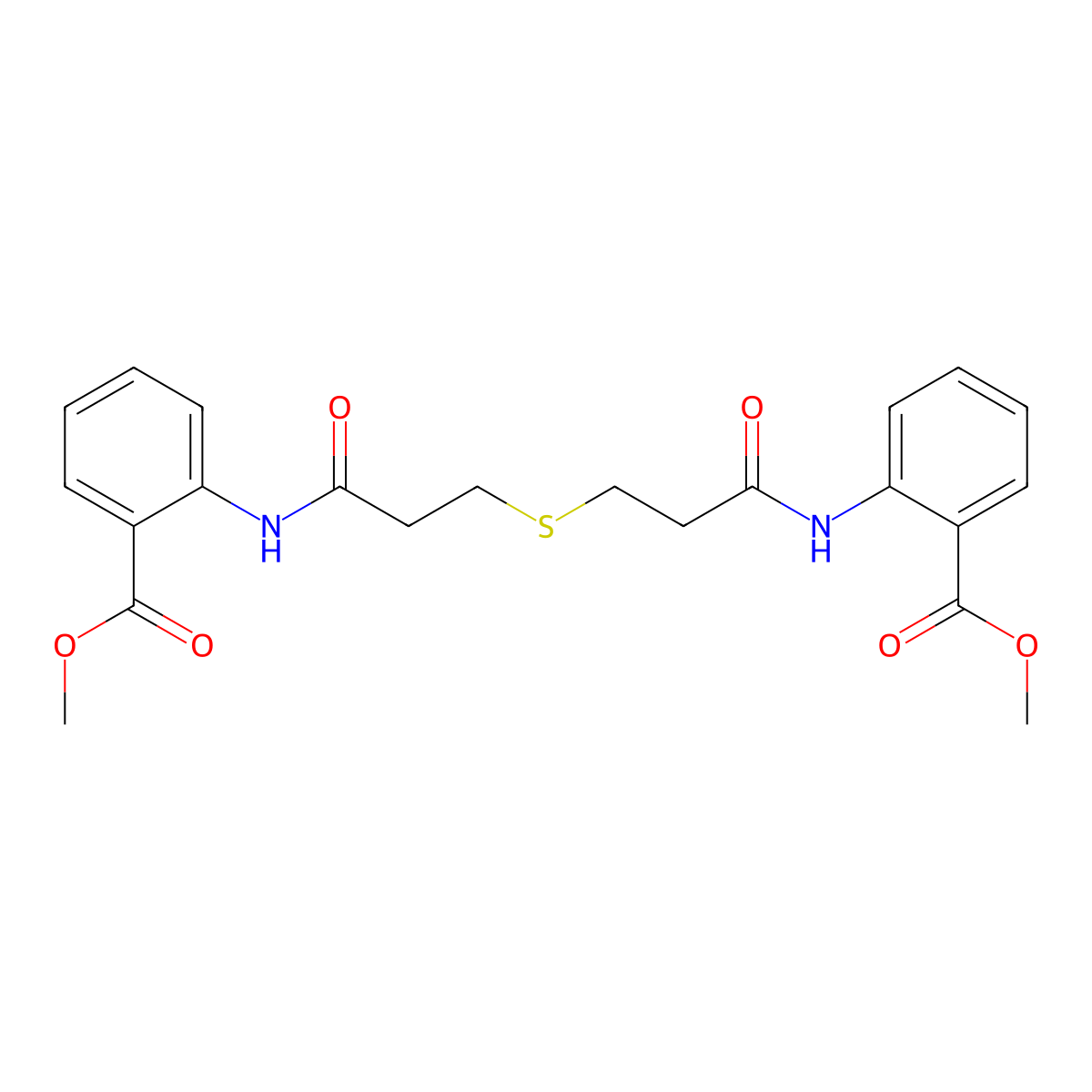 Methyl 2-[3-[3-(2-methoxycarbonylanilino)-3-oxopropyl]sulfanylpropanoylamino]benzoate molecular structure, CAS 548782-78-1