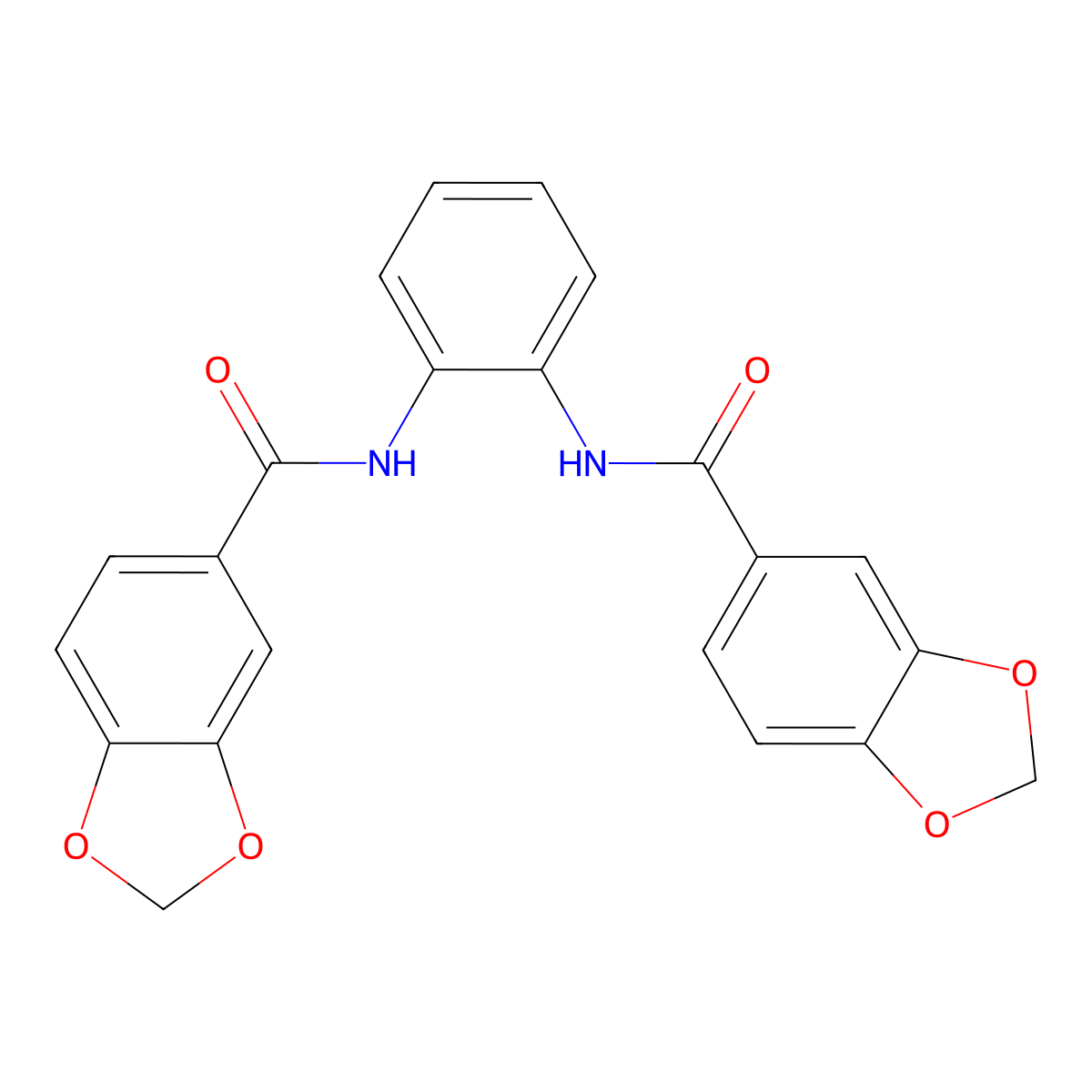 N-[2-(1,3-benzodioxole-5-carbonylamino)phenyl]-1,3-benzodioxole-5-carboxamide molecular structure, CAS 548787-88-8