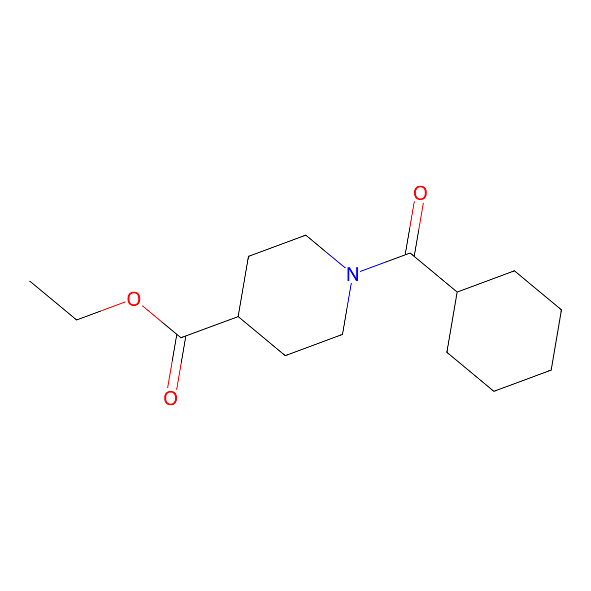 Ethyl 1-(cyclohexylcarbonyl)piperidine-4-carboxylate molecular structure, CAS 548789-52-2