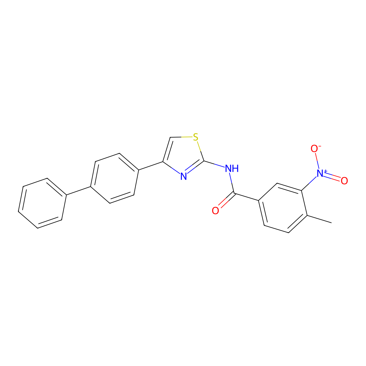 4-methyl-3-nitro-N-[4-(4-phenylphenyl)-1,3-thiazol-2-yl]benzamide molecular structure, CAS 548790-23-4